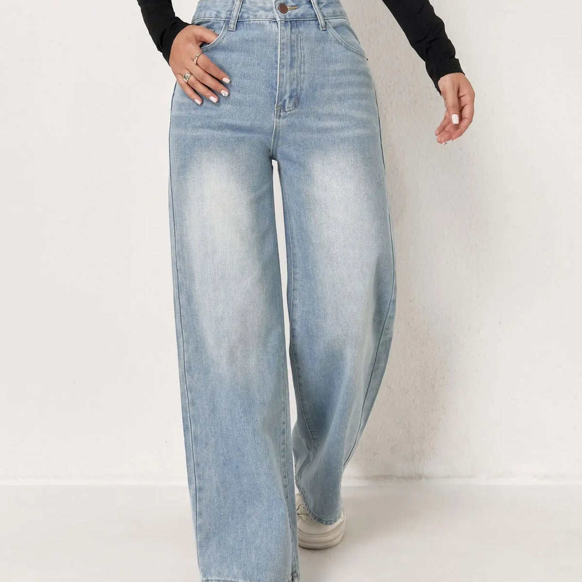 Basic Light Blue Wide Leg Jeans