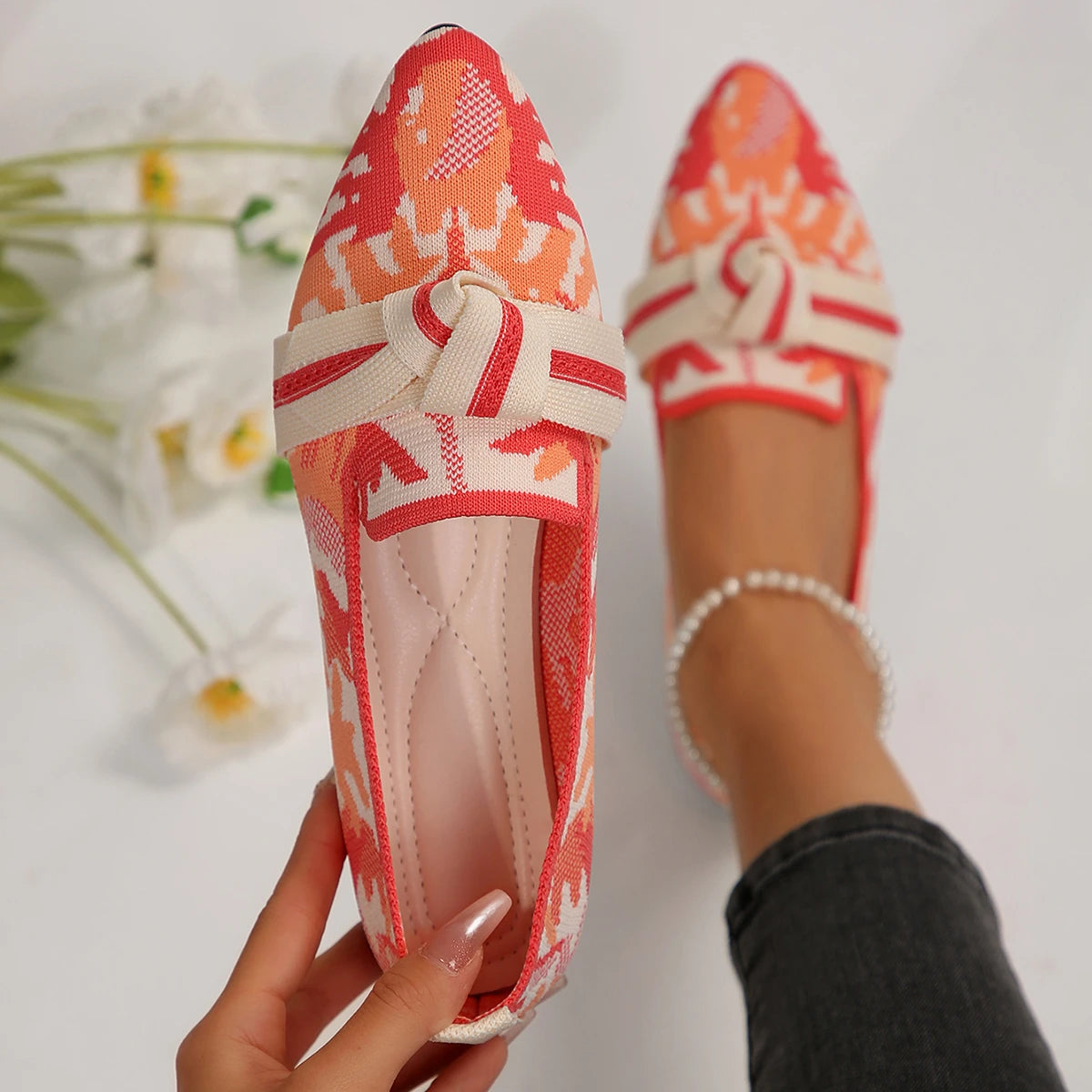 Bow Knot Air Mesh Flat Shoes