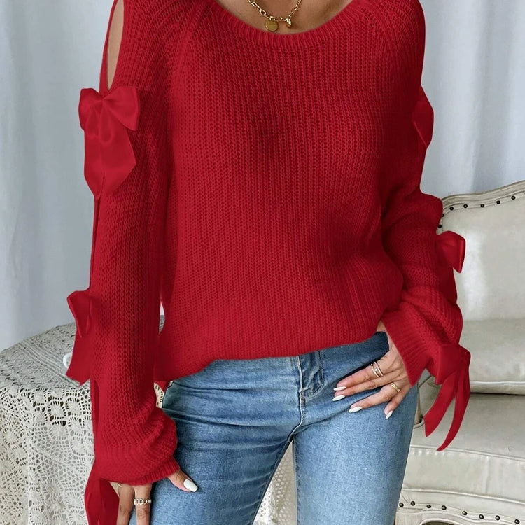 Bows Detail Raglan Sleeves Sweater