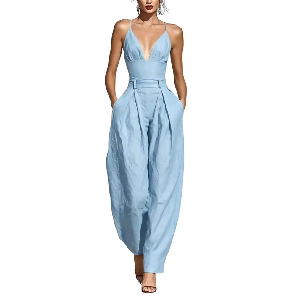 Elegant Backless Wide-Leg Jumpsuit