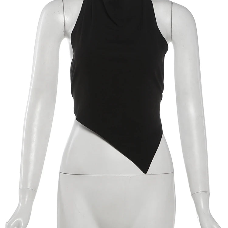 Backless Halter Crop Tank Top