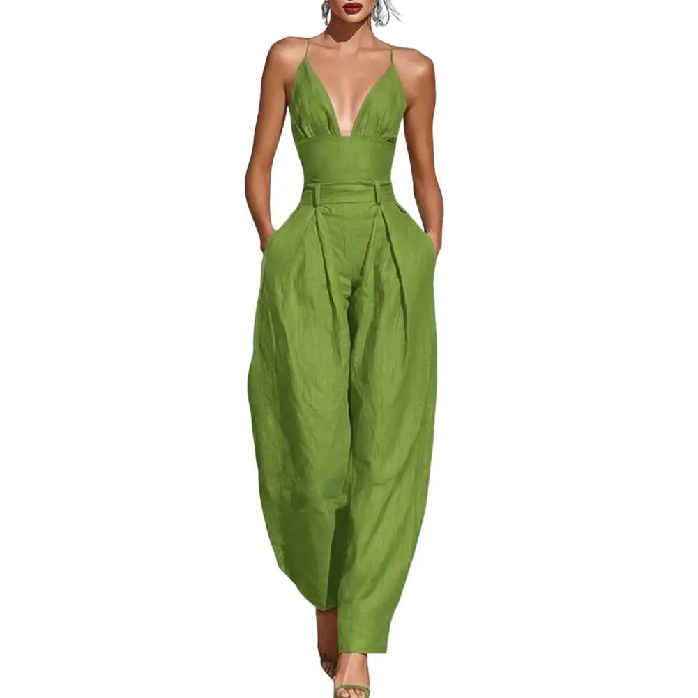 Elegant Backless Wide-Leg Jumpsuit