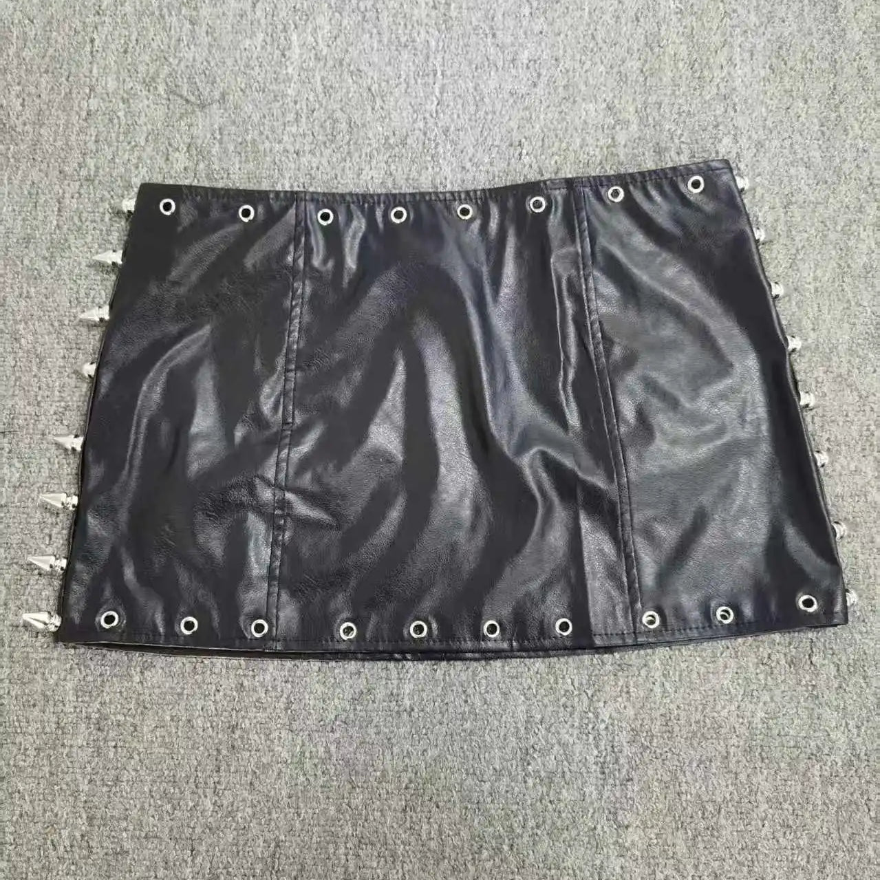 Punk Rock Leather Rivet Mini Skirt