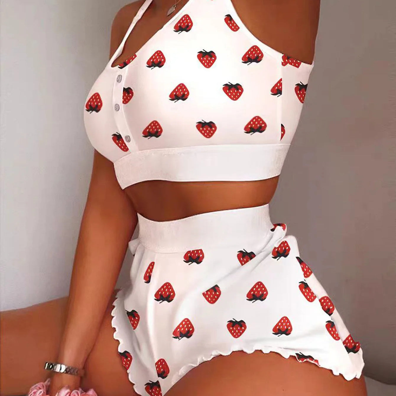 Printed Pattern Spaghetti Straps Pajamas