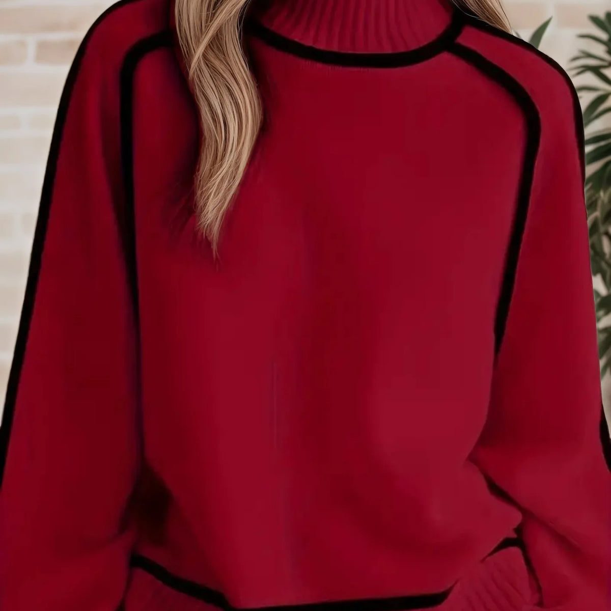 Black Lined Pullover Soft Sweater
