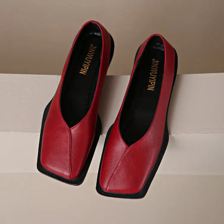 Retro Low Heel Square Toe Shoes