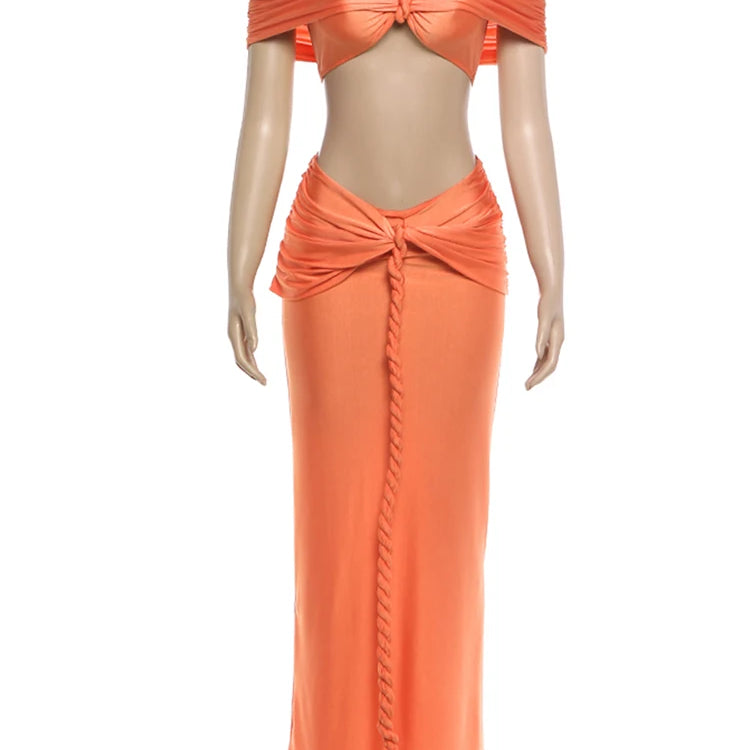 Twist Bandage Halter Skirt Set