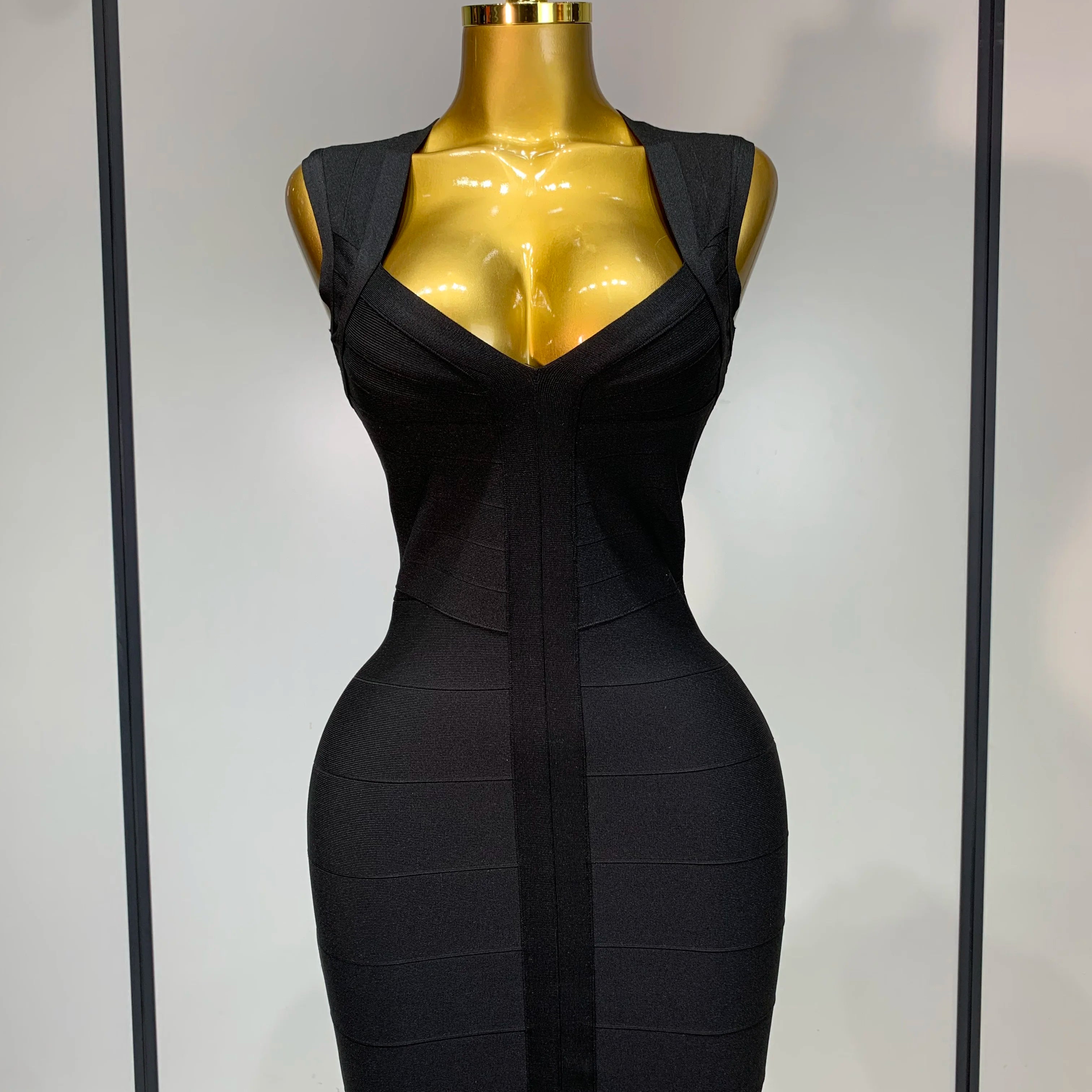 Deep V-neck Bodycon Mini Dress