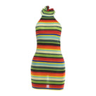 Multicolor Knit Halter Mini Dress