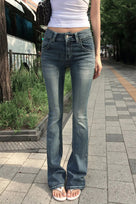 Classic Blue Washed Slim Flared Jeans