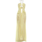 See-Through Halter Chain Backless Long Dress