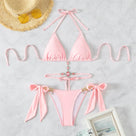 Side String Rhinestones Halter Bikini