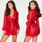 Long Sleeve Lace Transparent Robe Lingerie
