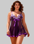Transparent Floral Bow Dress Lingerie