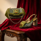 Rhinestone Snakeskin with Matching Clutch Heels