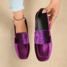 Solid Velvet Shiny Slip-On Flat Shoes