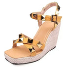 Rivet Ankle Strap Wedges Sandals