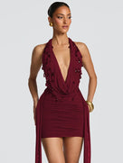 Teardrop Crystals V-Neck Mini Dress