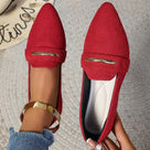 Flock Pointed Toe Slip-On Flat Shoes