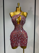 Rhinestone Cut-Out Backless Mini Dress