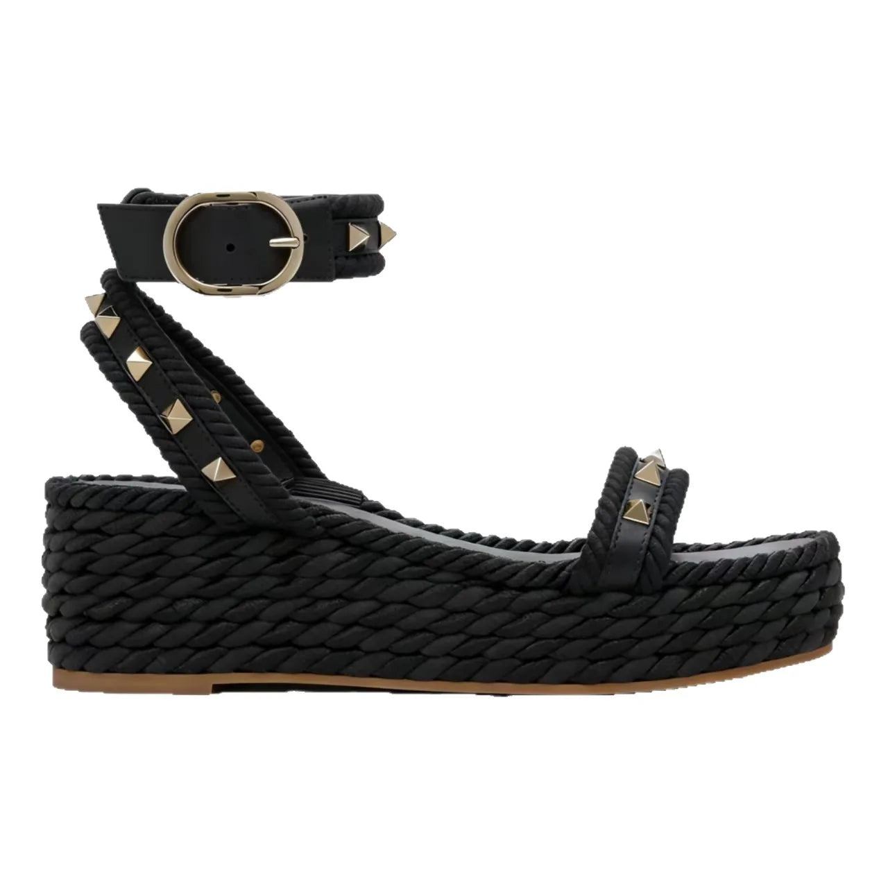 Studded Ankle Strap Wedges Sandals