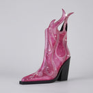 Flaming Rhinestone Pointed Toe Boots