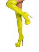 Shiny Leather Platform Over The Knee Boots