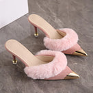 Furry Upper Pointed Toe Pump Shoes