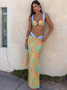 Green Paisley Beach Style Skirt Set