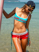 Letter Print Low-Cut Shorts Set