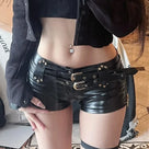 Zipper Detail Leather-Look Shorts