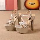 Solid Multi Cross-Straps Platform High Heels
