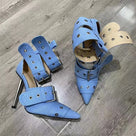Rivet Buckle Metal Hollow Heels Shoes