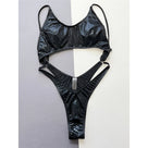 Black Snake Skin Tummy Cut Monokini