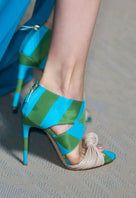 Cross Fabric Stripes Pump Sandals