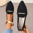 Flock Pointed Toe Slip-On Flat Shoes