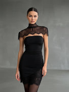 Black Lace Detachable Collar Mini Dress
