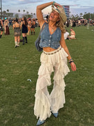 Irregular Ruffles High Waist Pants