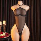 See Through Halter Black Teddies