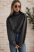 Black Lined Pullover Soft Sweater