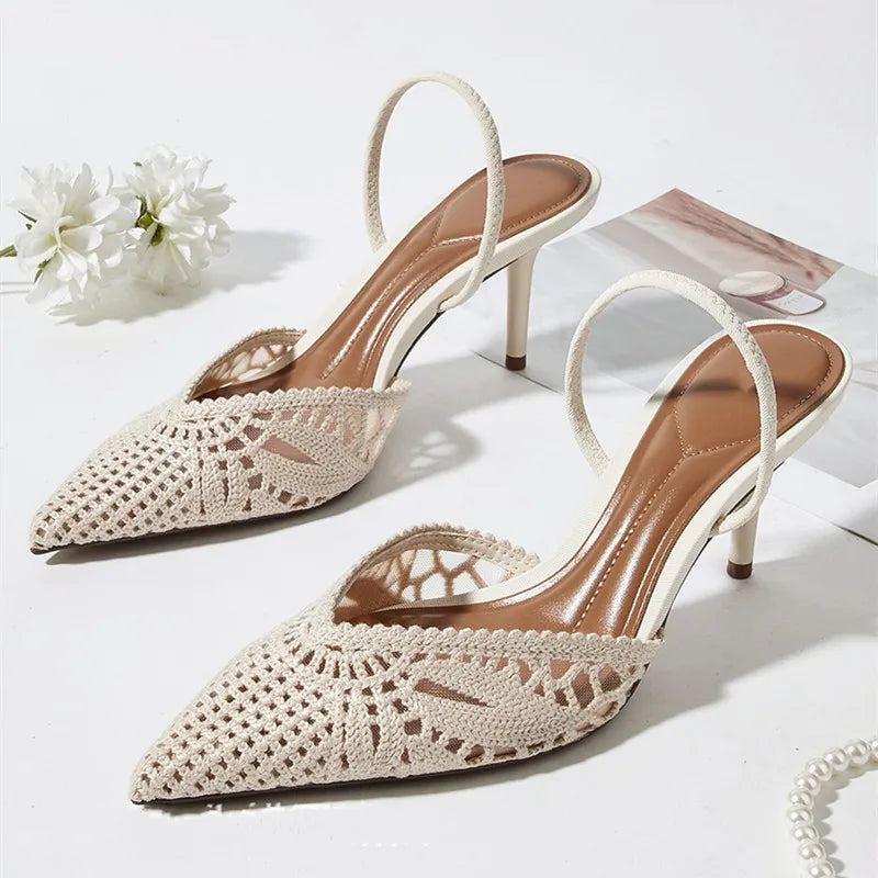 Delicate Lacework Slingback Pump Shoes