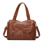 Vintage Multi-Pocket Leather Shoulder Bag