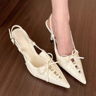 Shiny Hollow Bow Tie Slingback Shoes