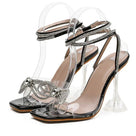 Pearl Beads Ankle Straps Heels Sandals