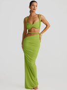 Slim Fit Halter Pleated Skirt Set