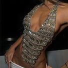 V-Neck Halter Rhinestone Body Jewelry