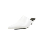 Pointed Toe Leather Mules Kitten Shoes