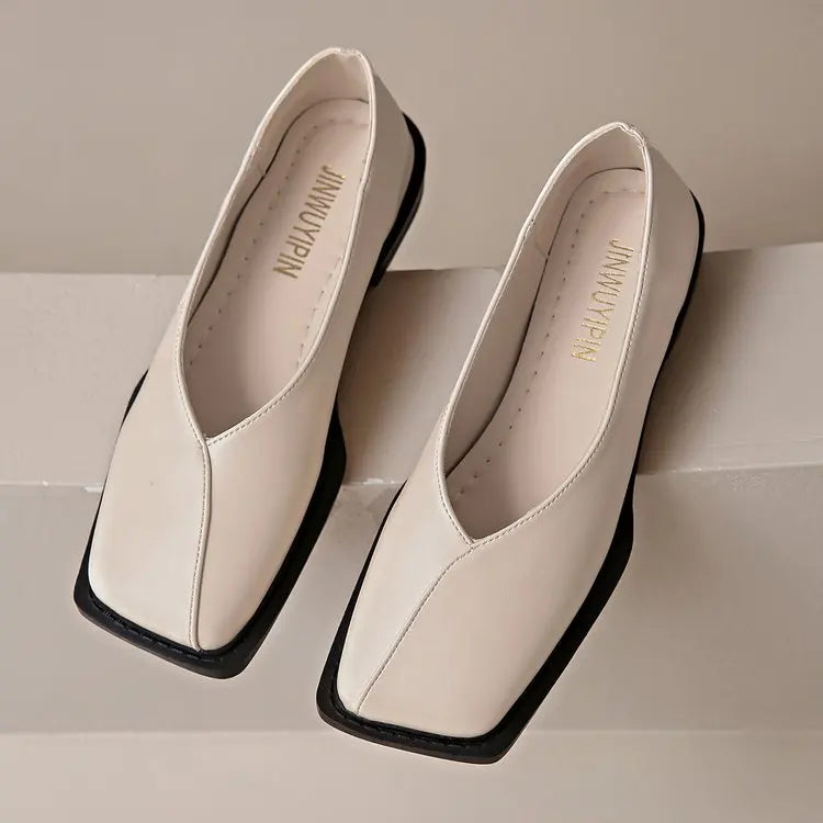 Retro Low Heel Square Toe Shoes