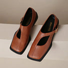 Square Toe Soft Soled Buckle Strap Shoes