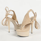 Strappy Lace-up Clip Toe Heels Sandals